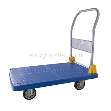 Carro de comida de mano con carrito de plataforma plegable azul de 400 kg